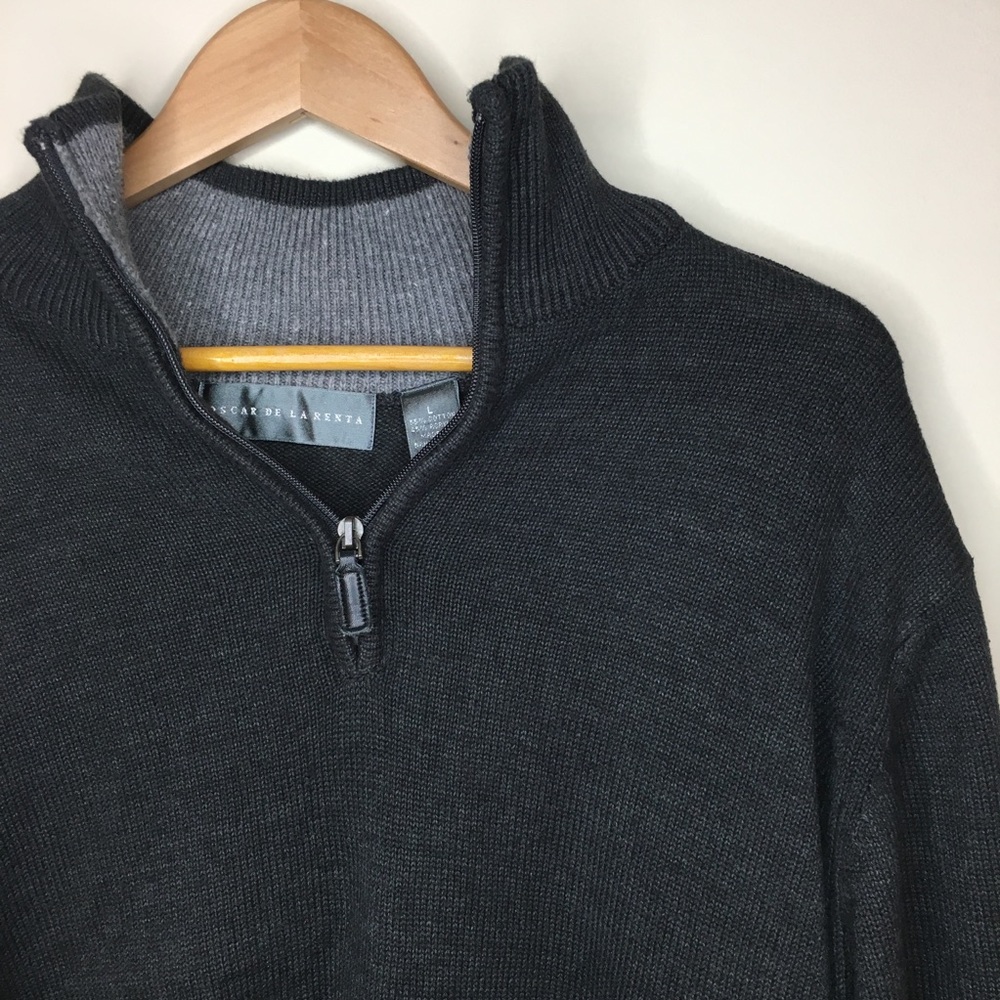 Oscar de La renta Men’s Dark Grey Zip Up Sweater L